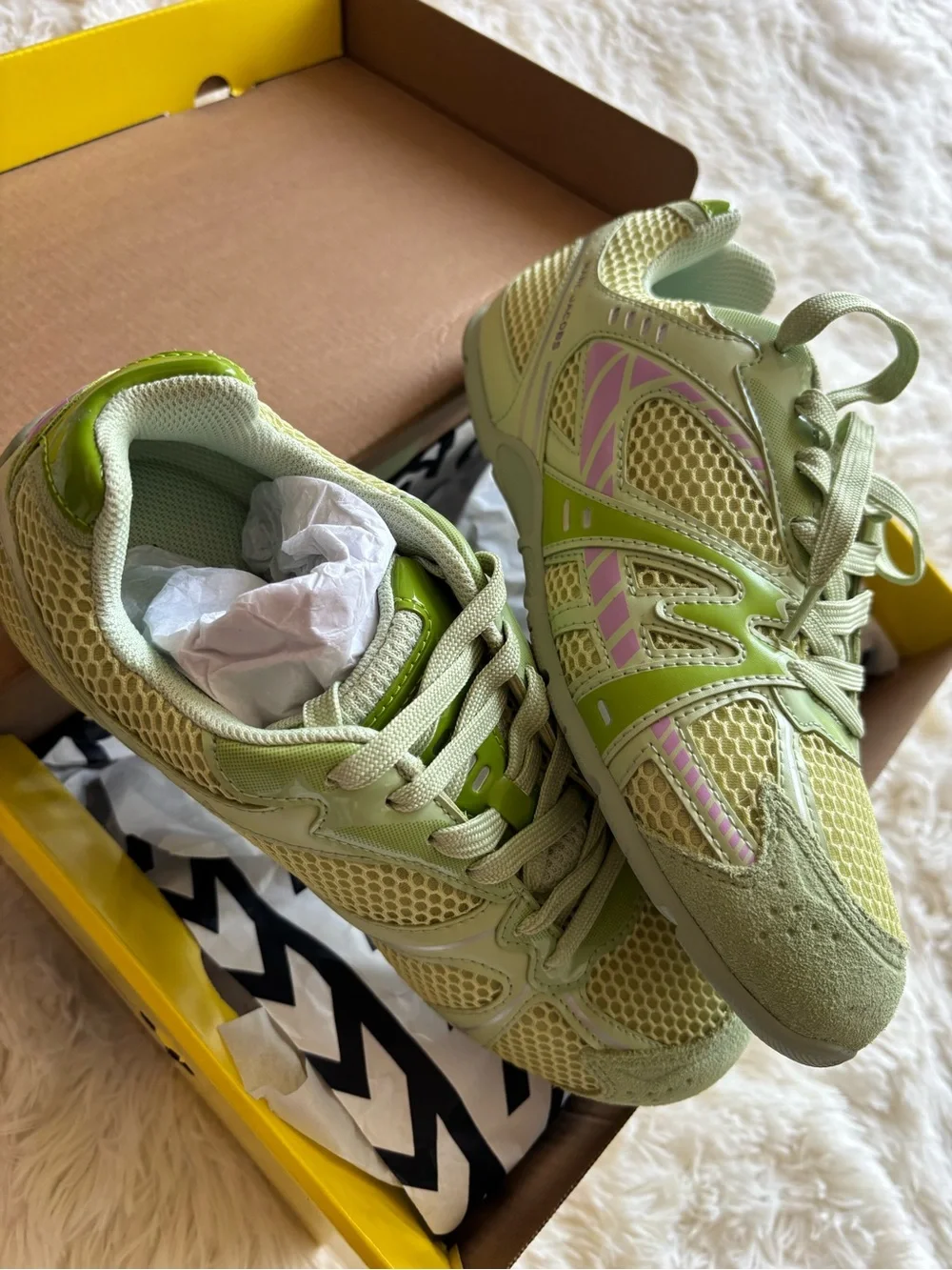 Marc Jacobs Light Green and Pink Mesh Sneakers